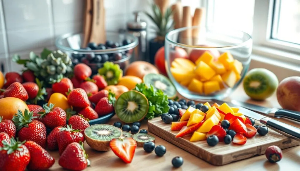Preparing Refreshing Fruit Salad Preparing Refreshing Fruit Salad
