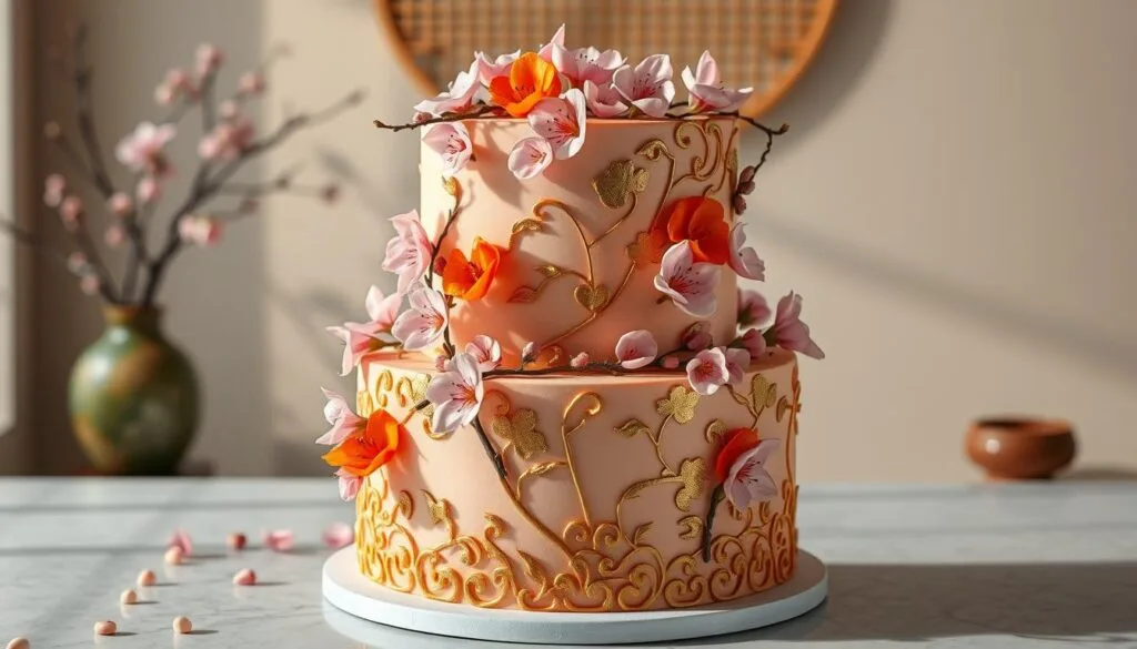 Eastern-inspired cake design with fusion flavors