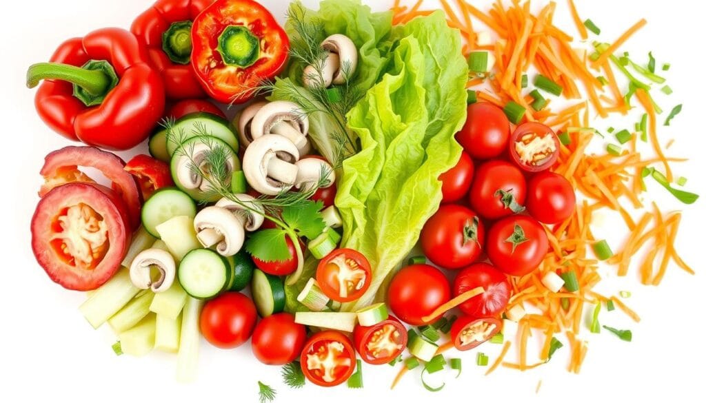 Fresh vegetables for kani salad