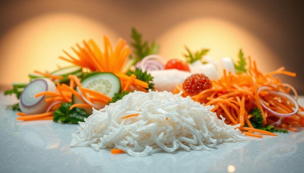 Kani salad ingredients display