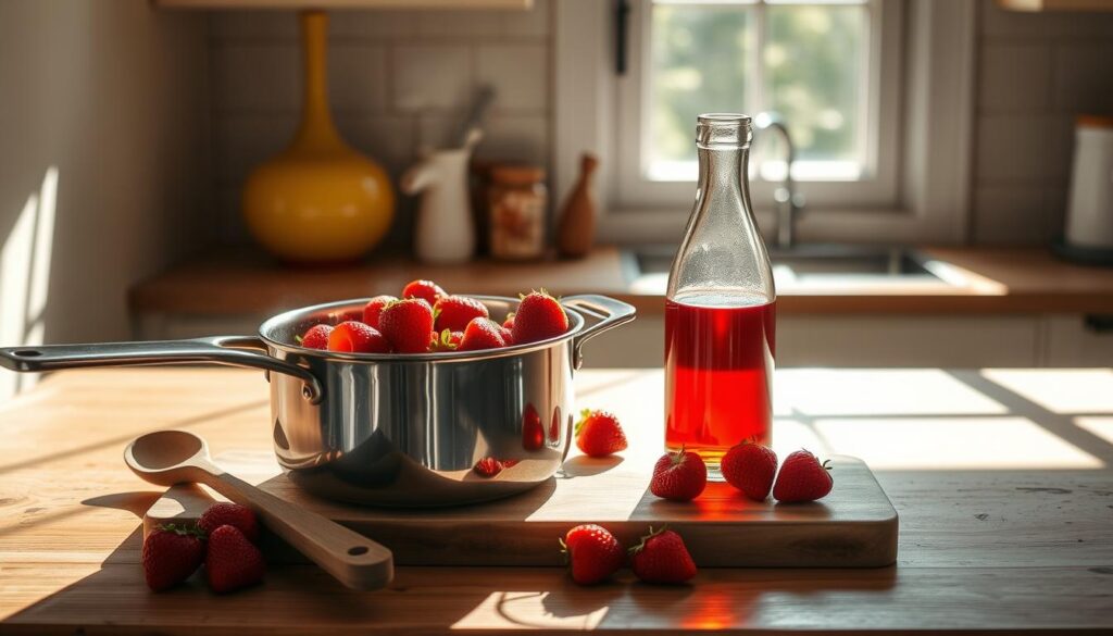 Homemade Strawberry Syrup Preparation