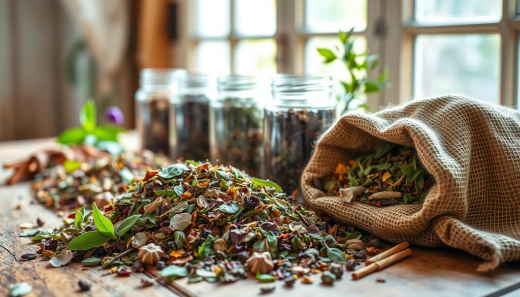 loose-leaf herbs selection