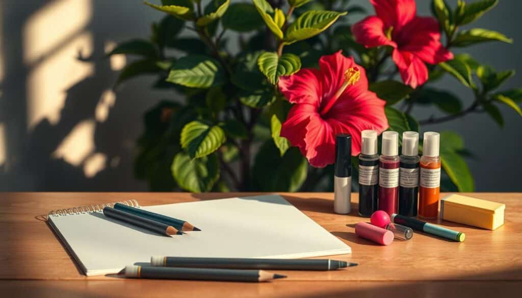 Drawing Supplies for Hibiscus Flower Sketch Drawing Supplies for Hibiscus Flower Sketch