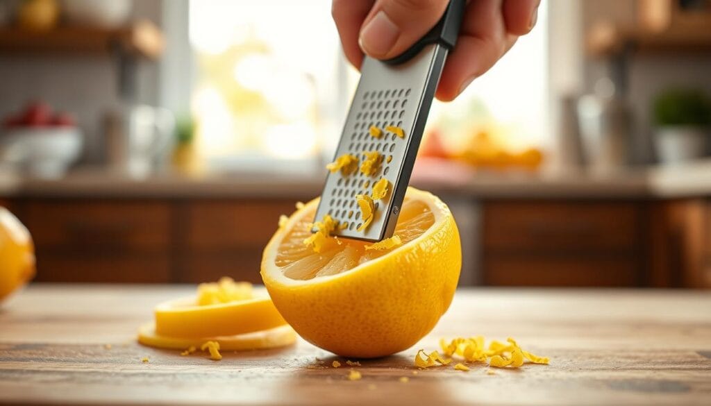 Lemon zesting technique for citrus cake