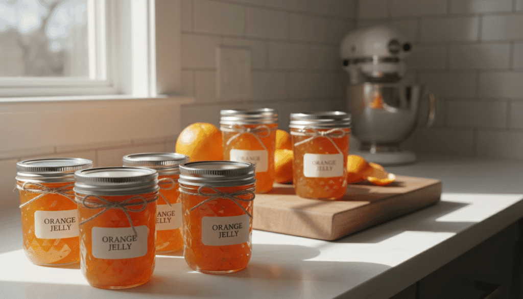 Mason jars and canning lids for orange jelly storage Mason jars and canning lids for orange jelly storage