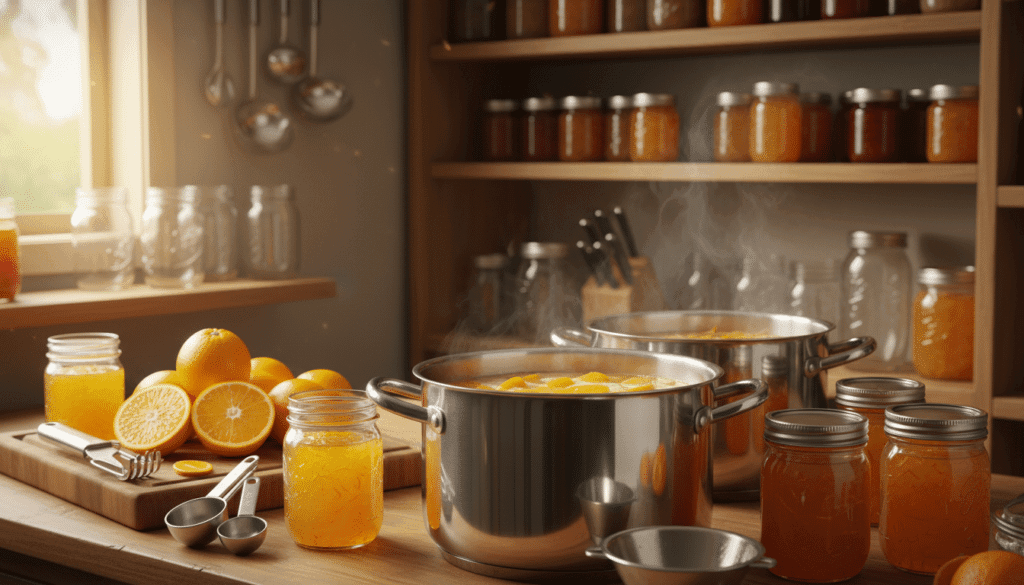 canning equipment and jelly making supplies for orange jelly preparation canning equipment and jelly making supplies for orange jelly preparation