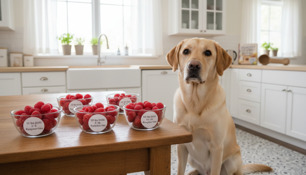 raspberry serving size for dogs by weight
